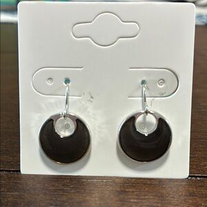 EUC Elegant Black and Silver Round Earrings